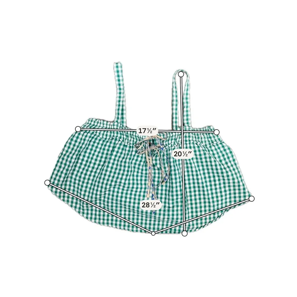 Free People Green Gingham Ruffle Tie Front Boho Cami Tank Top Womens Size Medium
